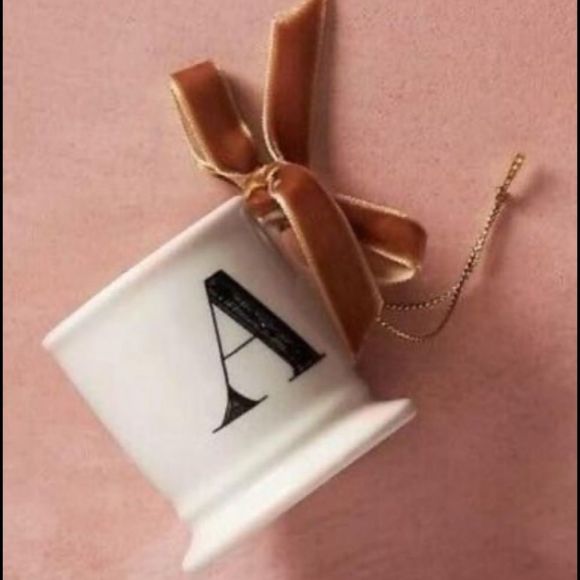 Anthropologie cup of cheer monogram ornament, NEW! - Picture 1 of 2